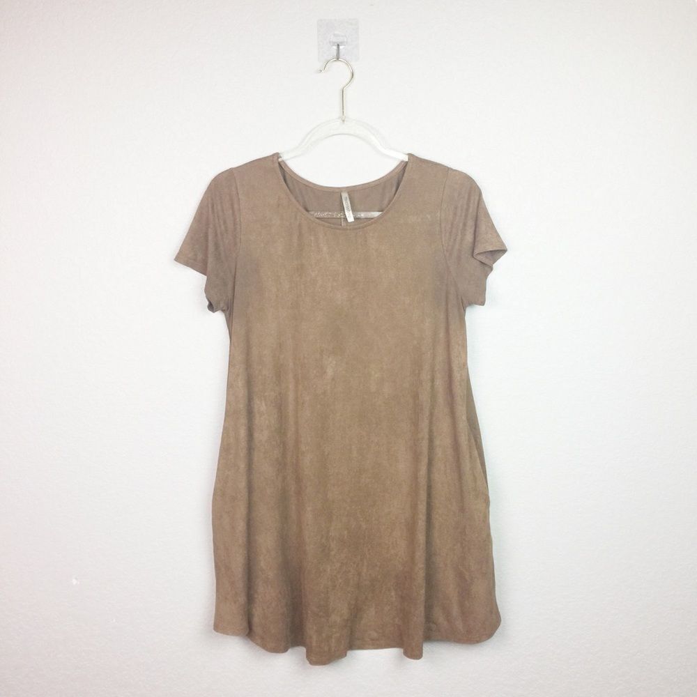 • MITTOSHOP • Brown Faux Suede Dress w/Pockets